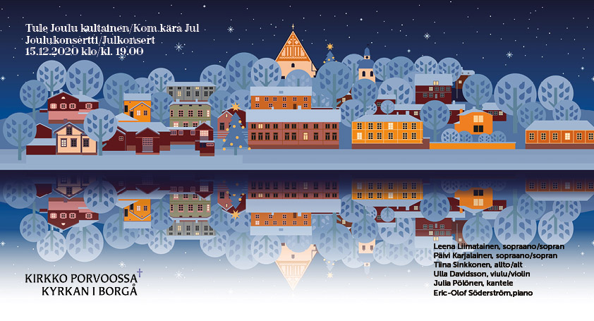 Tule joulu kultainen -konsertti Porvoon värikäs silhuetti